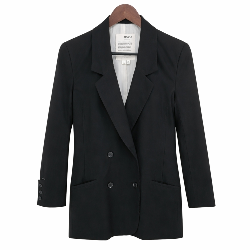 RVCA Black Double Breasted Blazer Minimalist Quiet Luxury Old Money Size Small